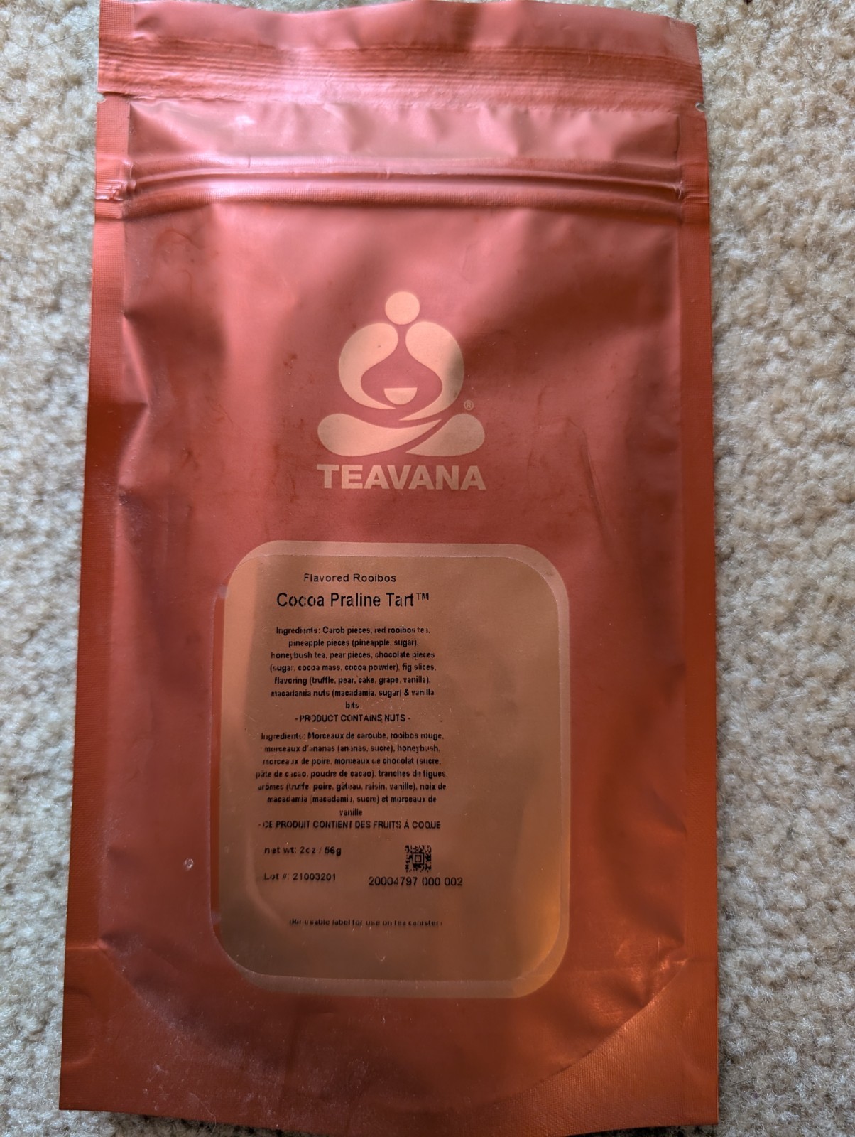 Teavana Cocoa Praline Tart – Flavored Rooibos- 2oz 56g SEALED