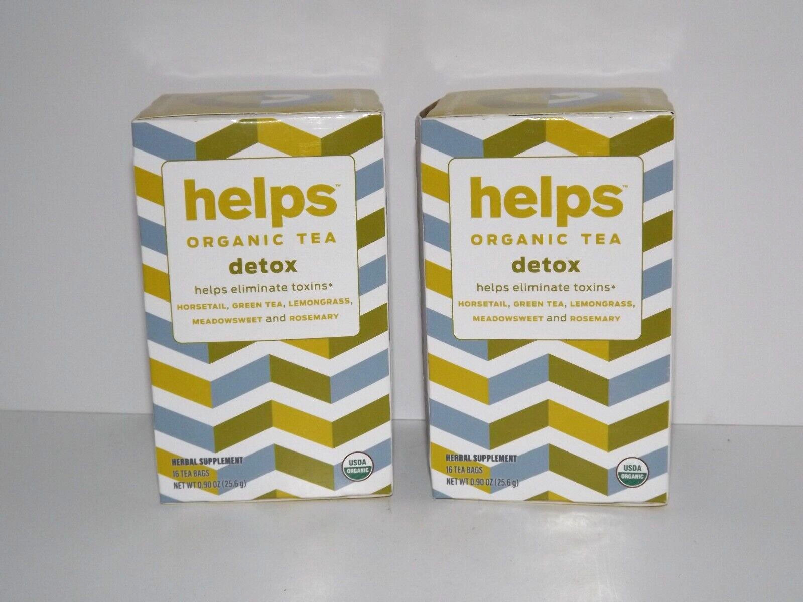 2 Boxes Helps Organic Tea Detox 16 Tea Bags Each Box Dated 2027 New (U)