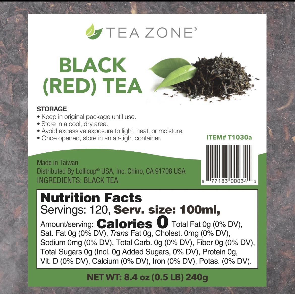 Green and/or Black Tea Zone Tea Leaves T1020 & T1030