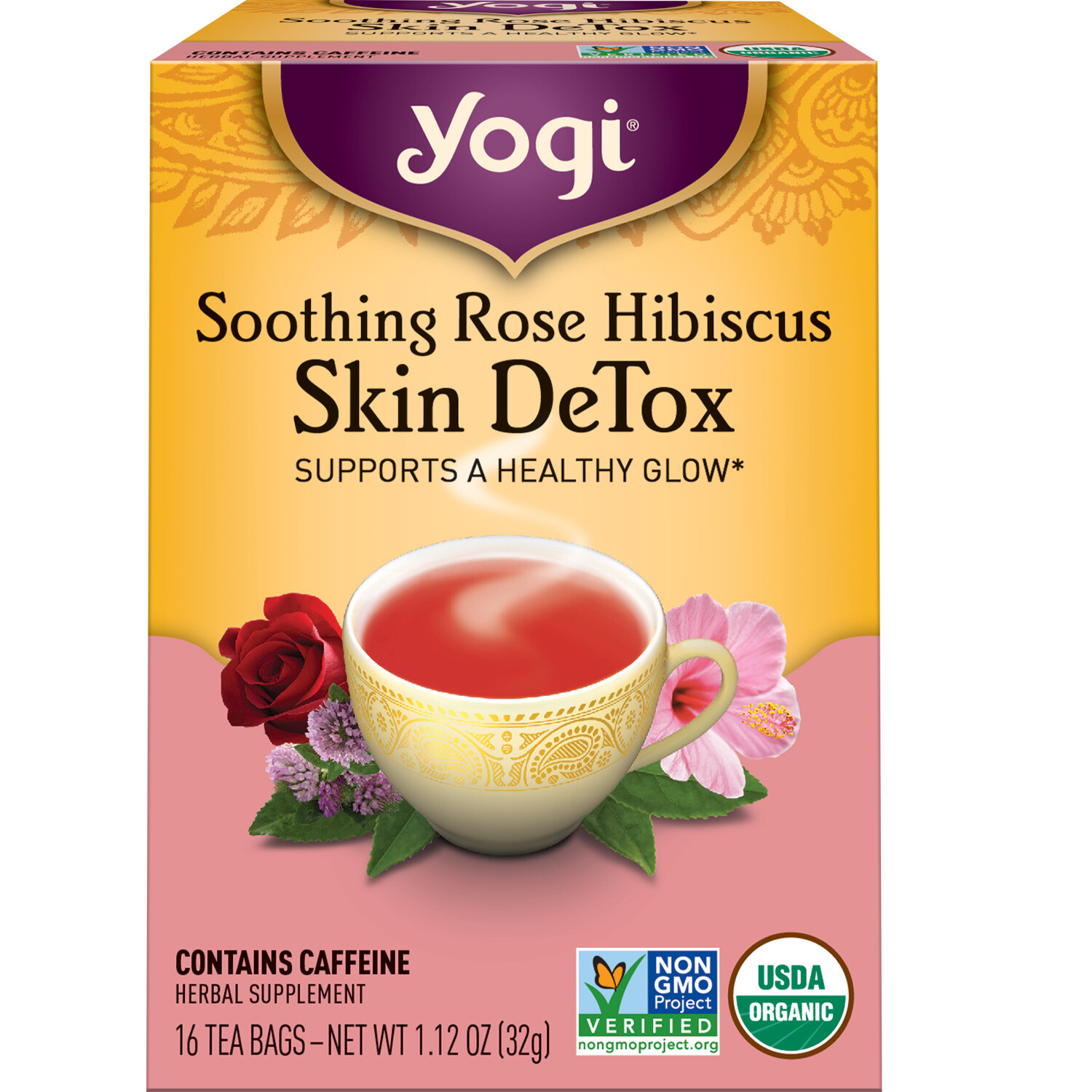 Yogi Tea – Soothing Rose Hibiscus Skin DeTox (4 Pack) – 48 Tea Bags