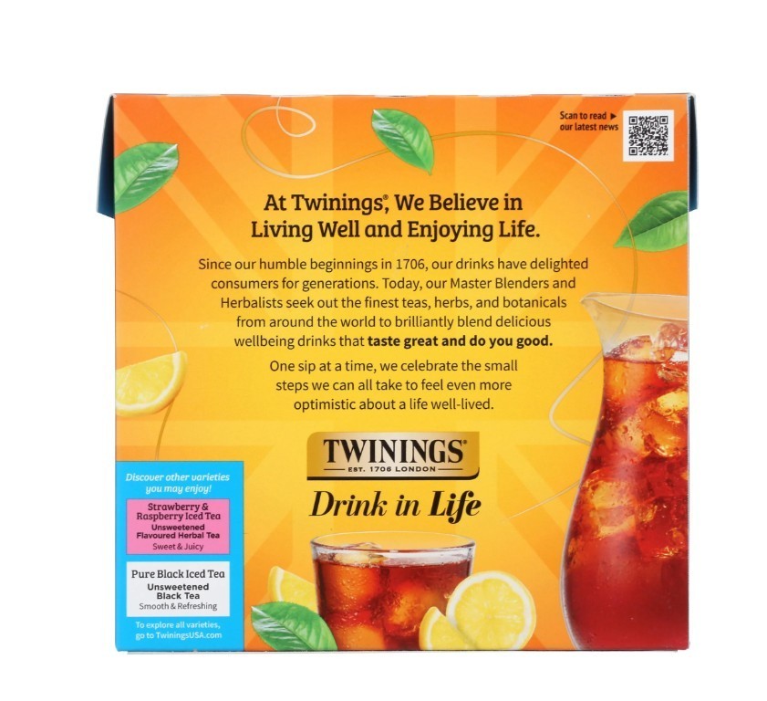 Twinings Lemon Iced Tea Bags, 72 CT 6.35oz BBD 07/11/2027