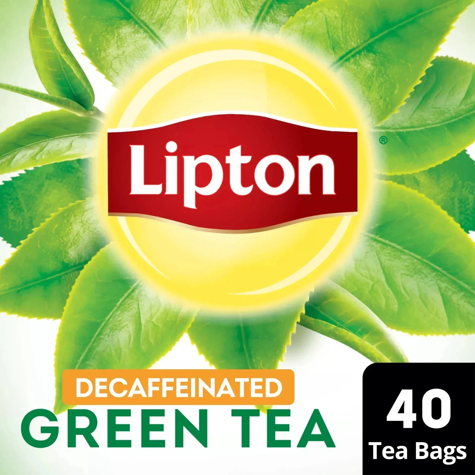 Lipton Green Tea, Decaffeinated, Tea Bags 40 Count Box