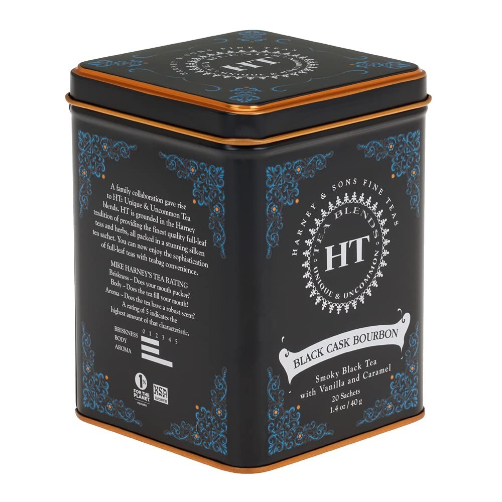 Harney & Sons Black Cask Bourbon Tea, 20 Sachets of Smoky Lapsang Black Tea