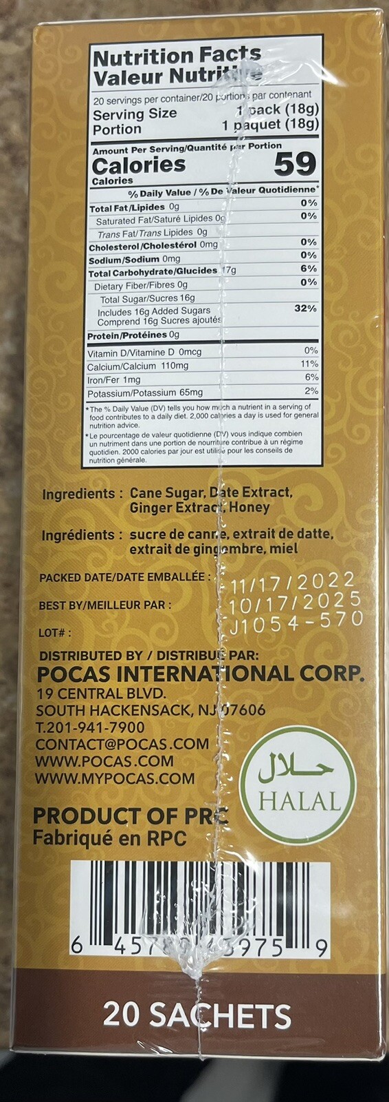 Pocas Honey Ginger Tea original Instant Honey Ginger Tea Made with Real Ginger