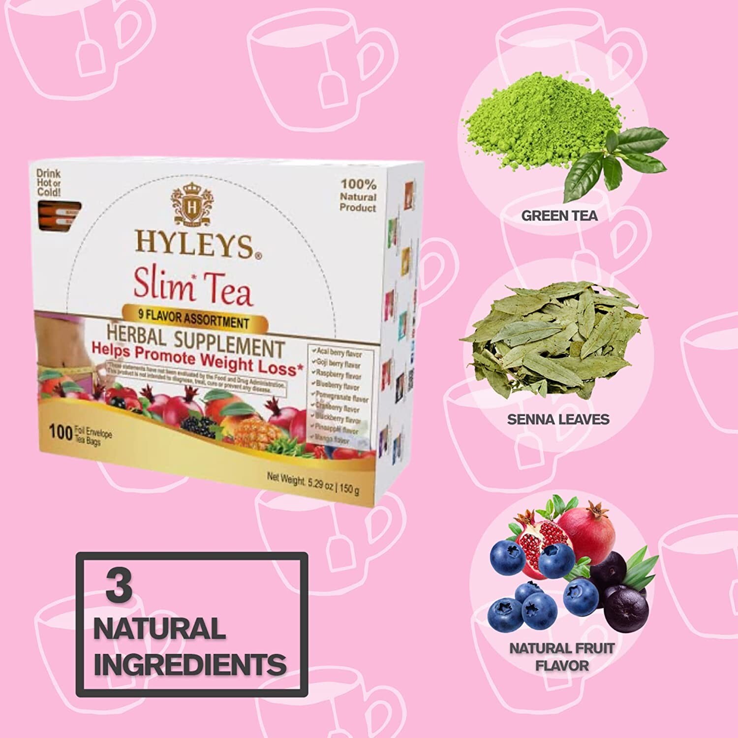 Hyleys Slim Tea 9 Flavor Assortment 100 Ct – Weight Loss Herbal Supplement
