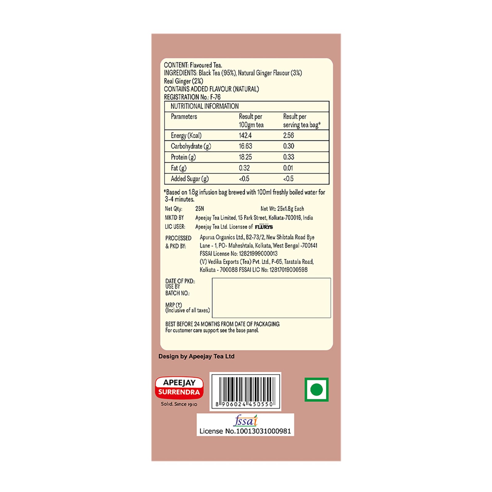 Typhoo Stimulating Adrak Chai (25 Tea Bags)