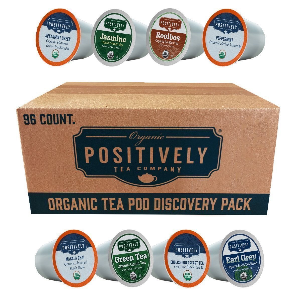 Positively Tea | Organic Tea Pod Discovery Pack | 96 Pods, Keurig Compatible