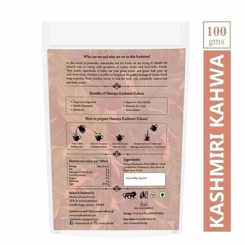 NAMHYA Kashmiri Kahwa Tea 100G Free Shipping World Wide