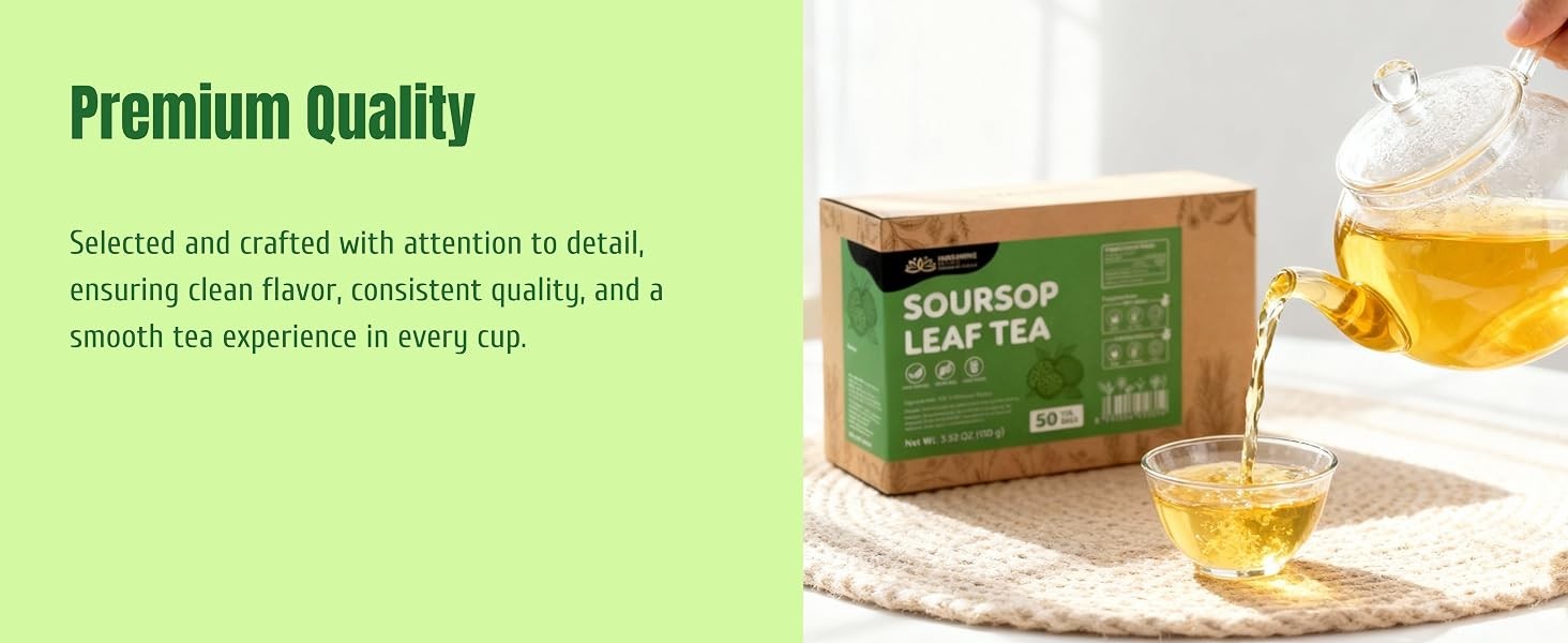 Soursop Tea Bags | 100% Natural Soursop Graviola Leaves | Sugar-Free,