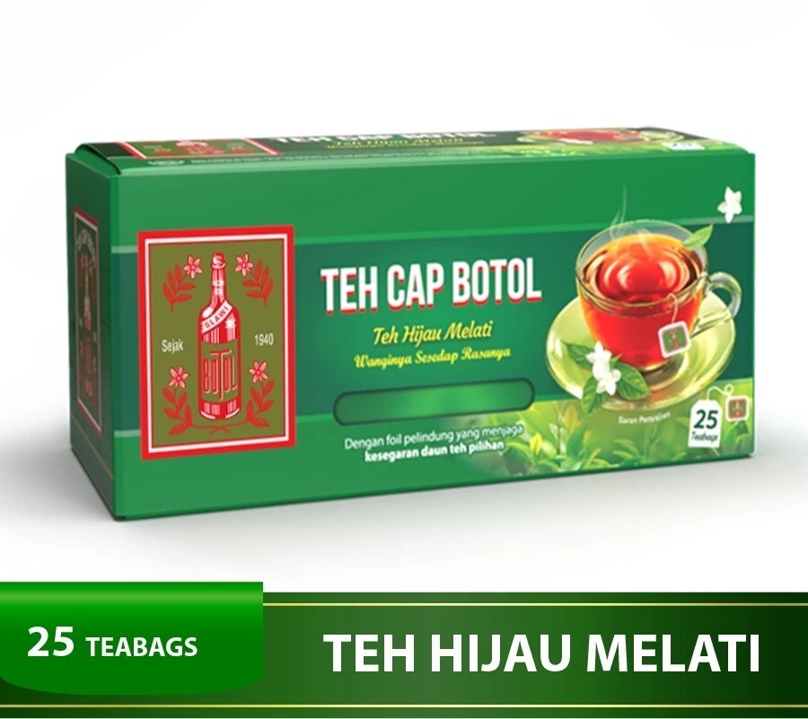 Teh Cap Botol, Teh Hijau Melati, 25 Teabags (Pack of 1)