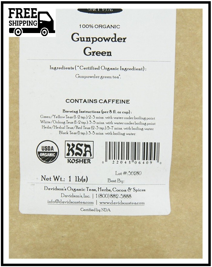 Davidson’s Organics, Gunpowder Green, Loose Leaf Tea, 16-Ounce Bag(Packaging May