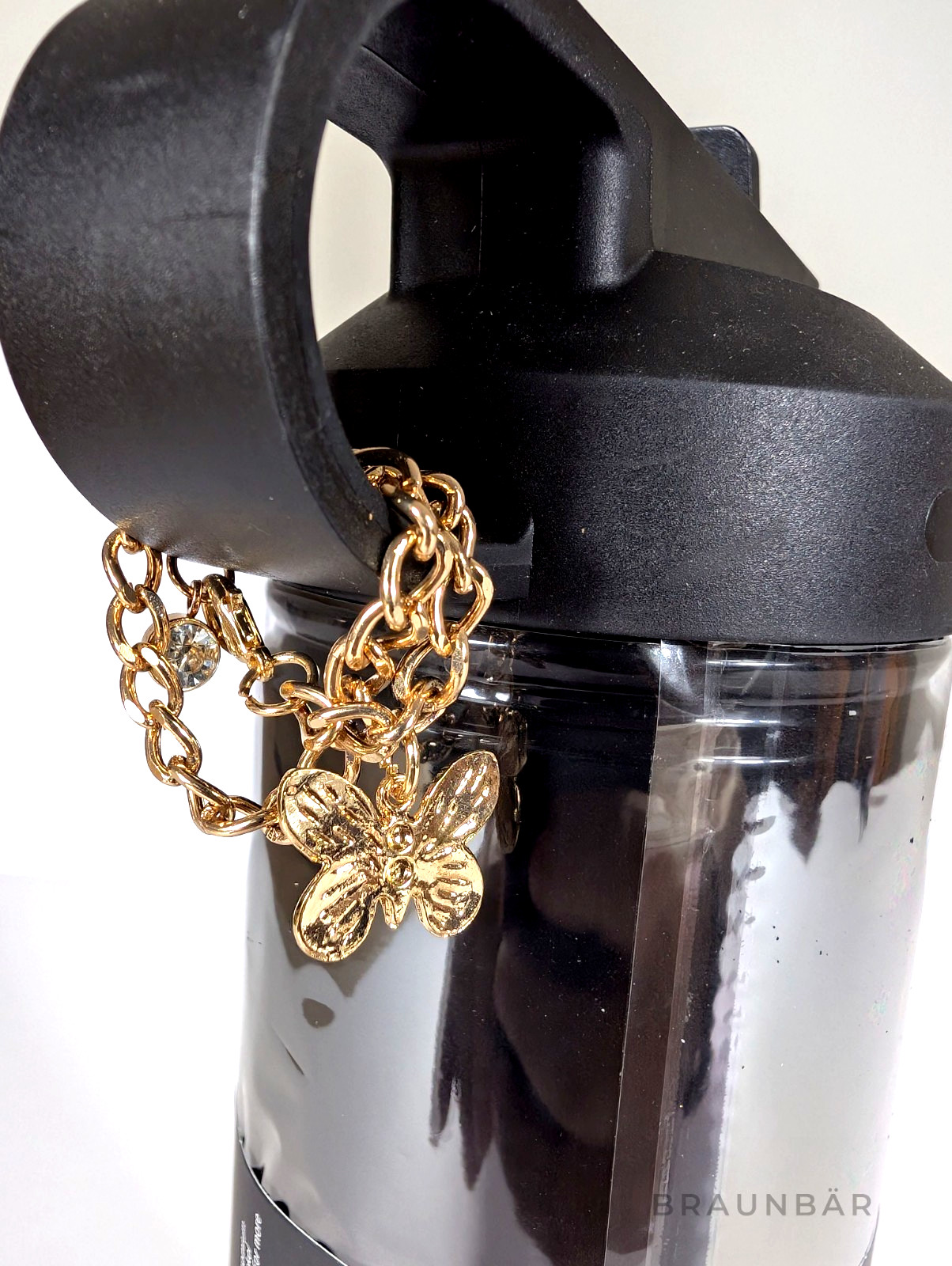 Thyme & Table Arden 26oz Water Bottle Gold Butterfly Charm NWT 24hr Cold