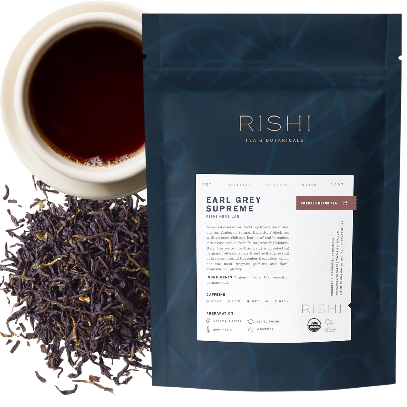 Rishi Tea Earl Grey Supreme – Organic, Caffeinated 1/4 Pound (Pack of 1)