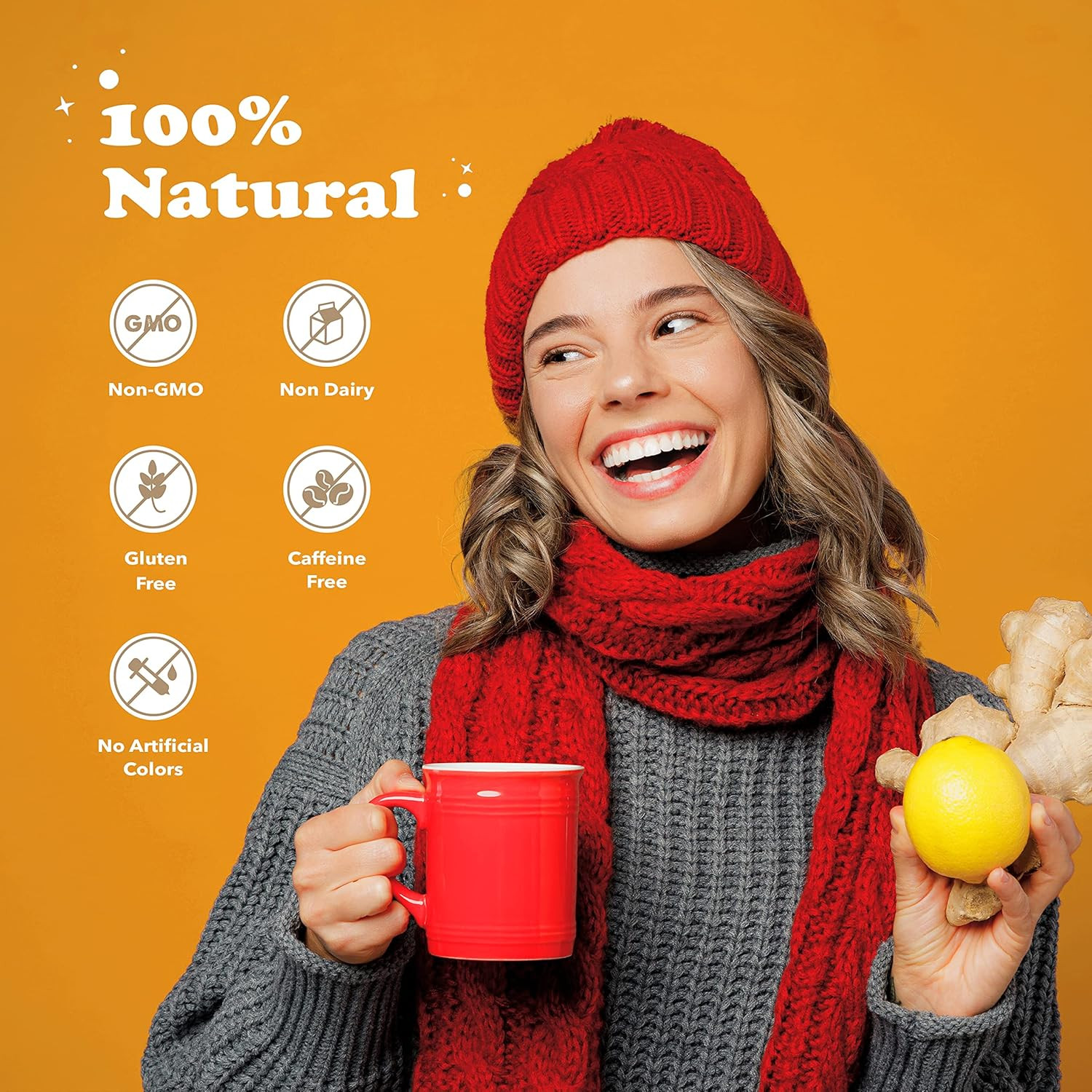 Honey Ginger Instant Tea Powder 20Pk Cinnamon Flavor Caffeine Free Drink