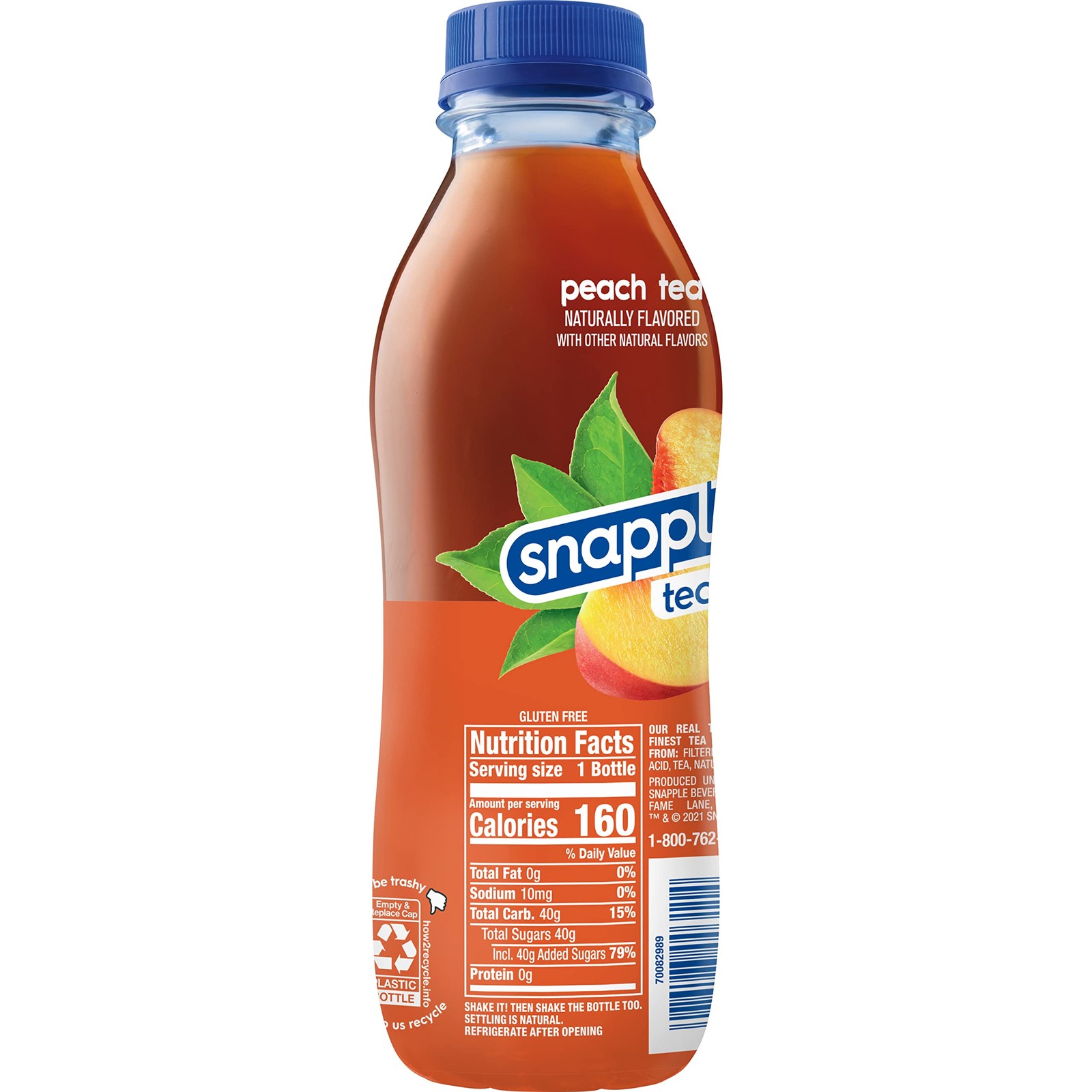 Peach Tea, 16 fl oz recycled plastic bottle, Pack of 12