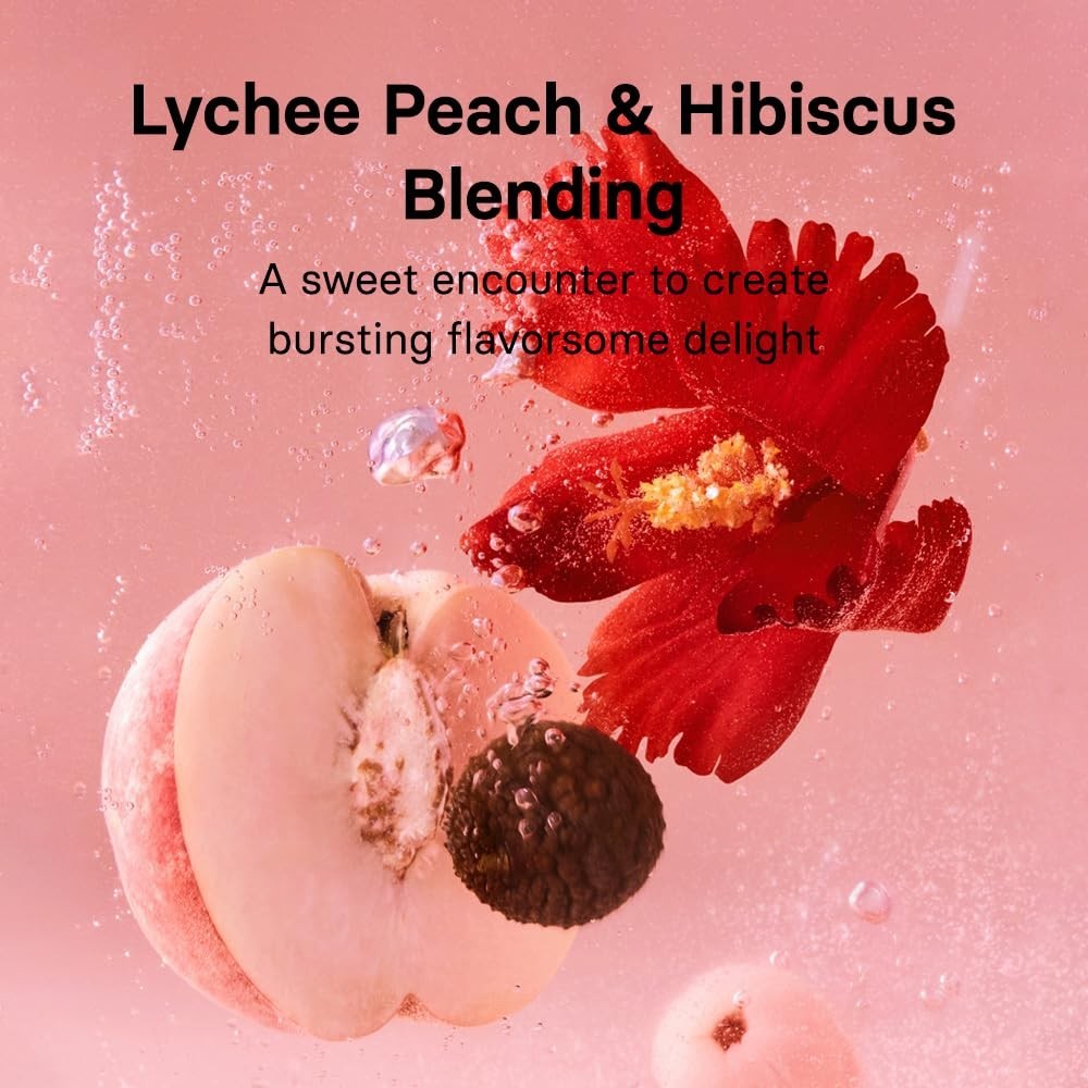 Kombucha Tea Powder Lychee Peach Pack of 10 Sugar-Free Sparkling Beverages