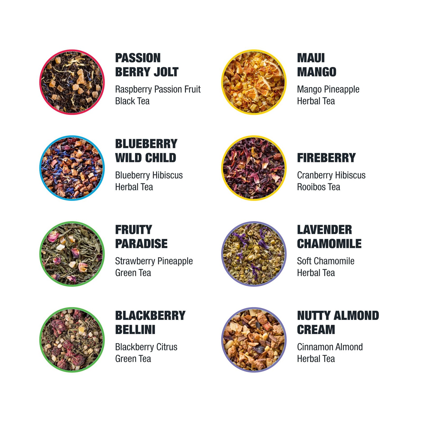 Tea Sampler Set: 8 Loose Leaf Varieties, 80 Cups, High to No Caffeine, Hot & …