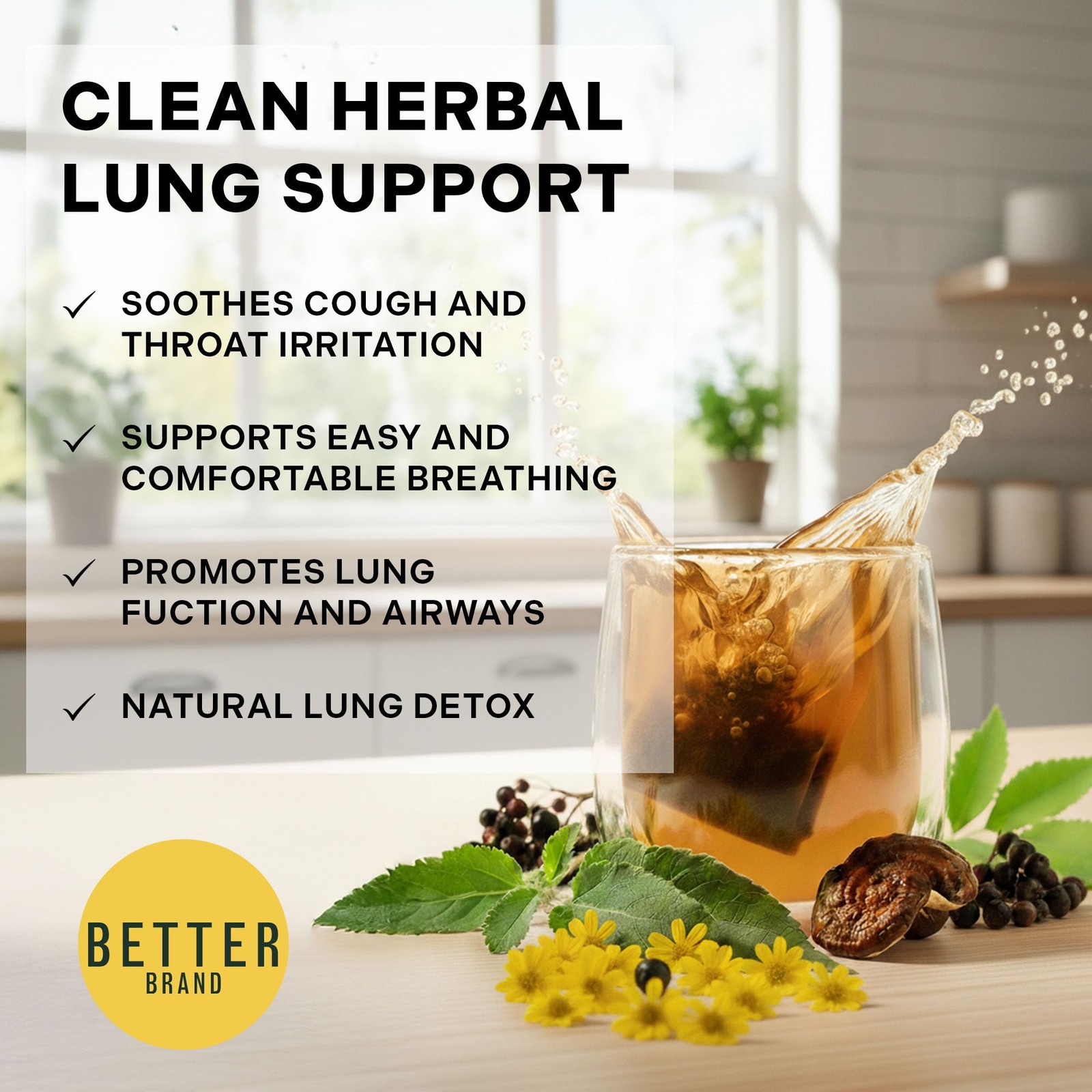 Betterbrand Mullein Tea Bags for Lung Detox Respiratory Support with Thyme, …