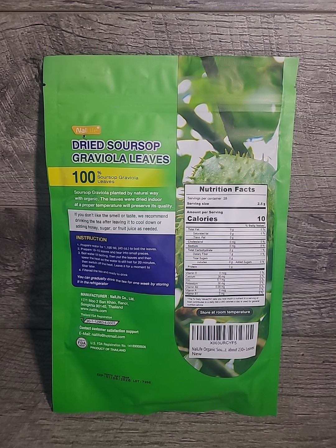 NalLife Organic Soursop Graviola Leaves For Tea – 2.53 oz (about 230+ leaves)