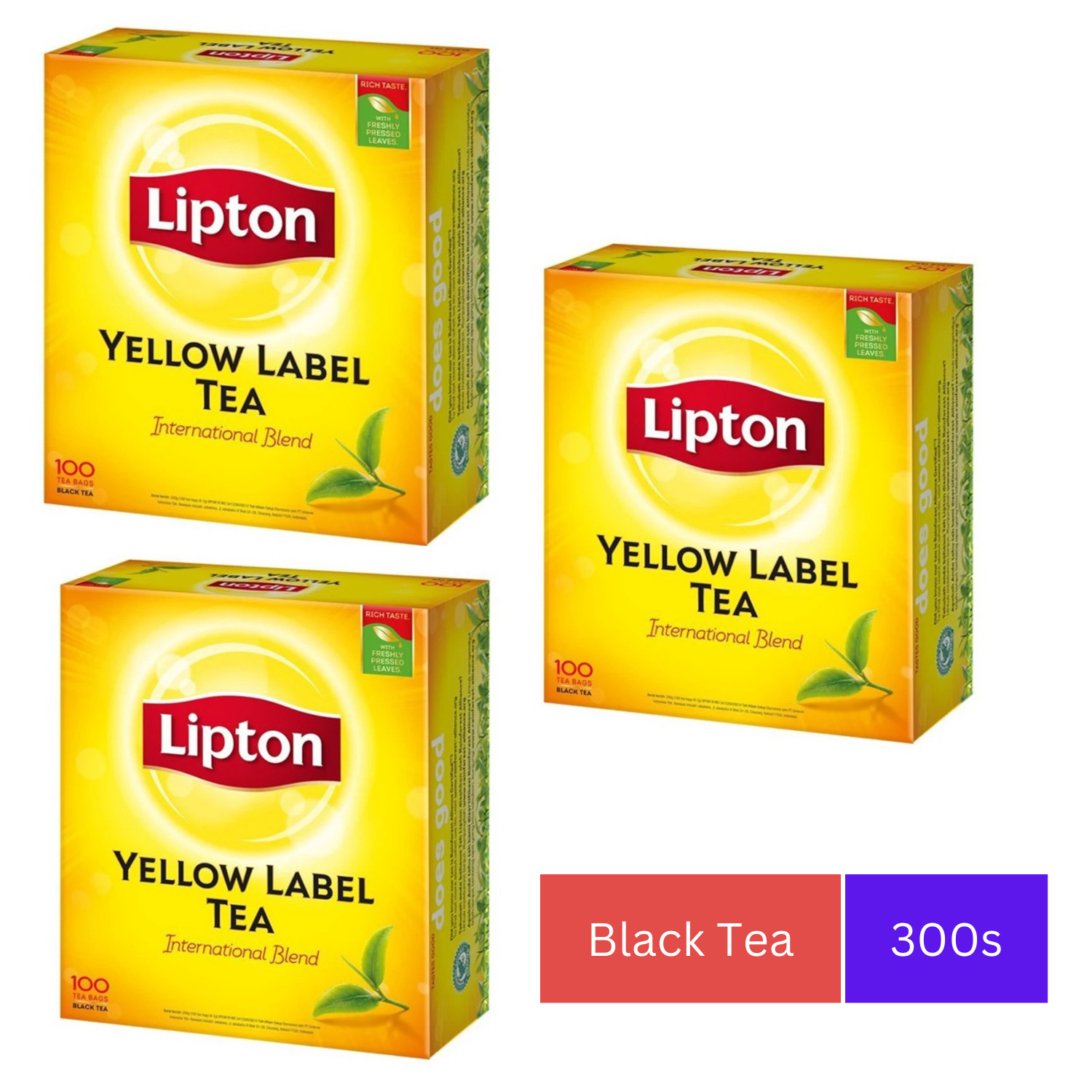 LIPTON Yellow Label Black Tea 100s/Box Tea Bags 3x Boxes 300s Tea Bags