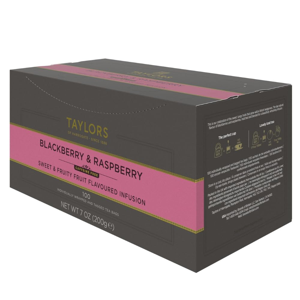 Blackberry & Raspberry, Herbal Tea, Individually Wrapped Bags, 100 Count (Pack o