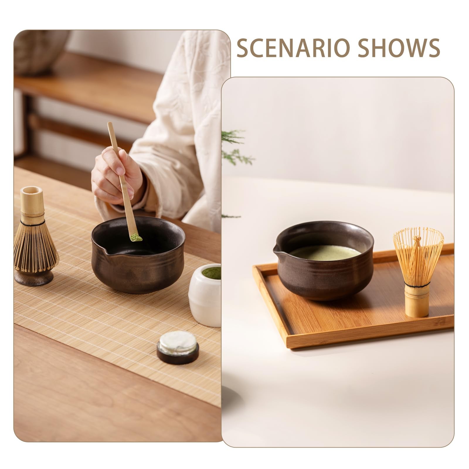 Matcha Set, Japanese Tea Set Includes Matcha Bowl with Spout, Matcha Whisk Ho…