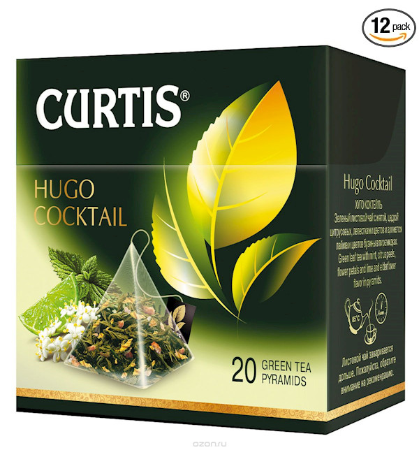 12 PACK CURTIS Green Tea HUGO COCKTAIL 240Pyr RF NO GMO Made in Russia LIME MINT