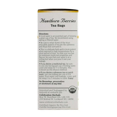 Organic Hawthorn Berries Tea 24 Bags By Celebration Herbals