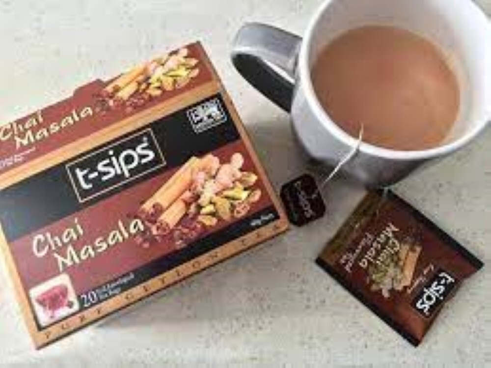 t sips Black tea with chai masala flavour 20bags x 4 packs pure ceylon tea