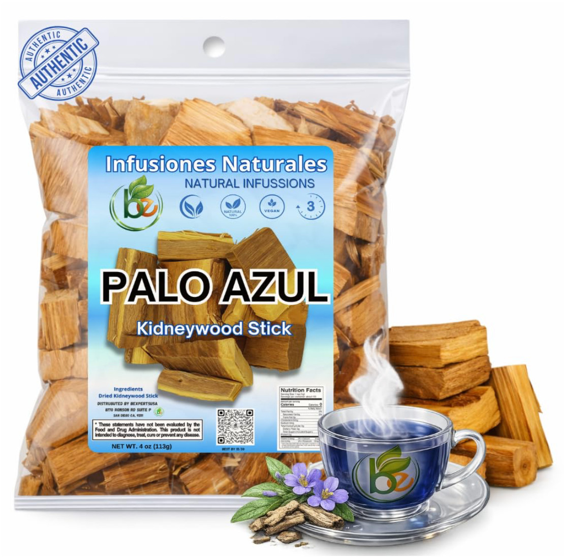 Palo Azul Herbal Tea (4 oz / 113g) – Authentic Kidneywood (Eysenhardtia…