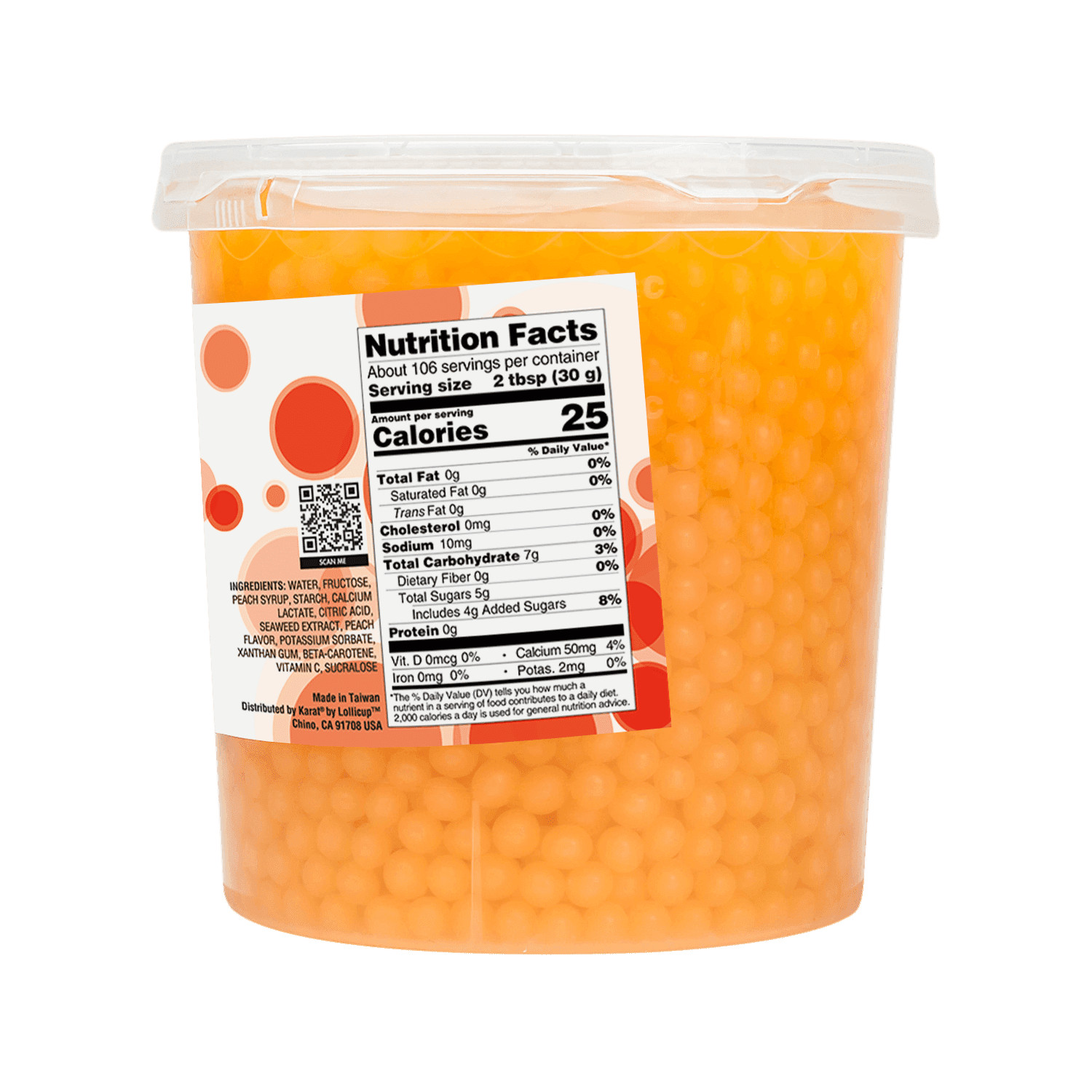 Tea Zone Peach Popping Pearls/ Bursting/ Popping Boba(B2061, 7 lbs) for Boba Tea