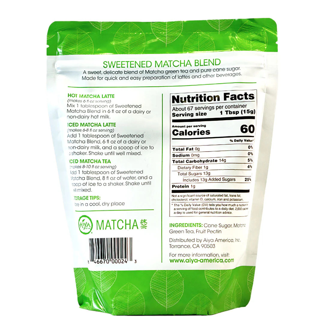 Aiya Matcha Sweetened Matcha Green Tea Powder 2.2 LB (1 kg bag)