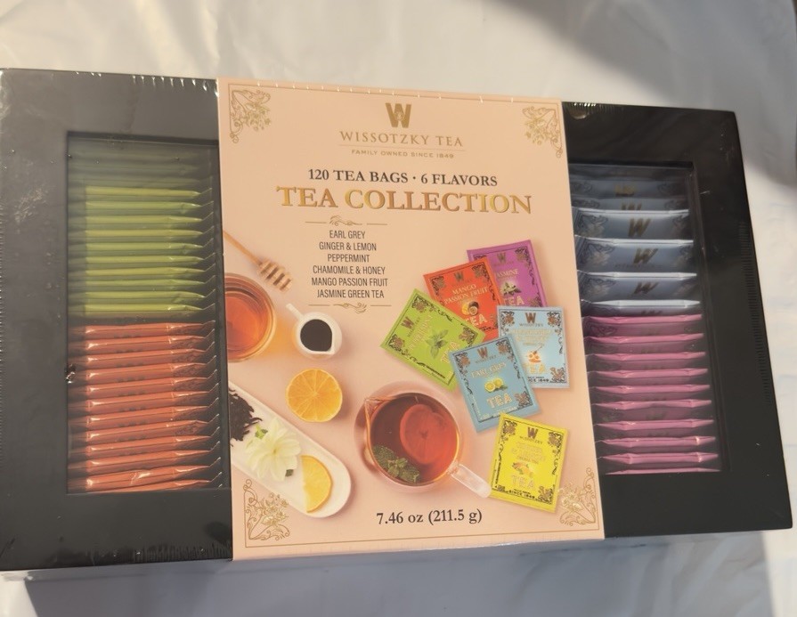 Wissotzky Tea Wooden Box 120 TEA BAGS • 6 FLAVORS TEA COLLECTION 7.46 oz