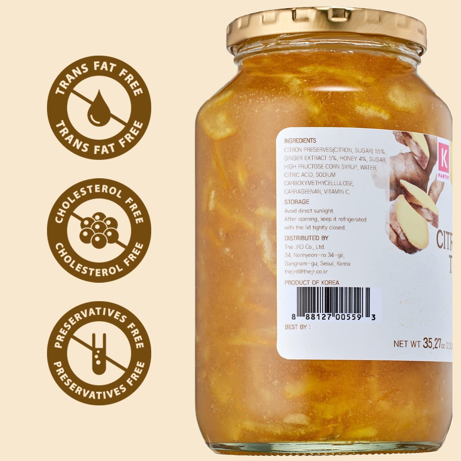 Honey Citron & Ginger Tea – Korean Marmalade with Chemical-free and Fresh Yuz…