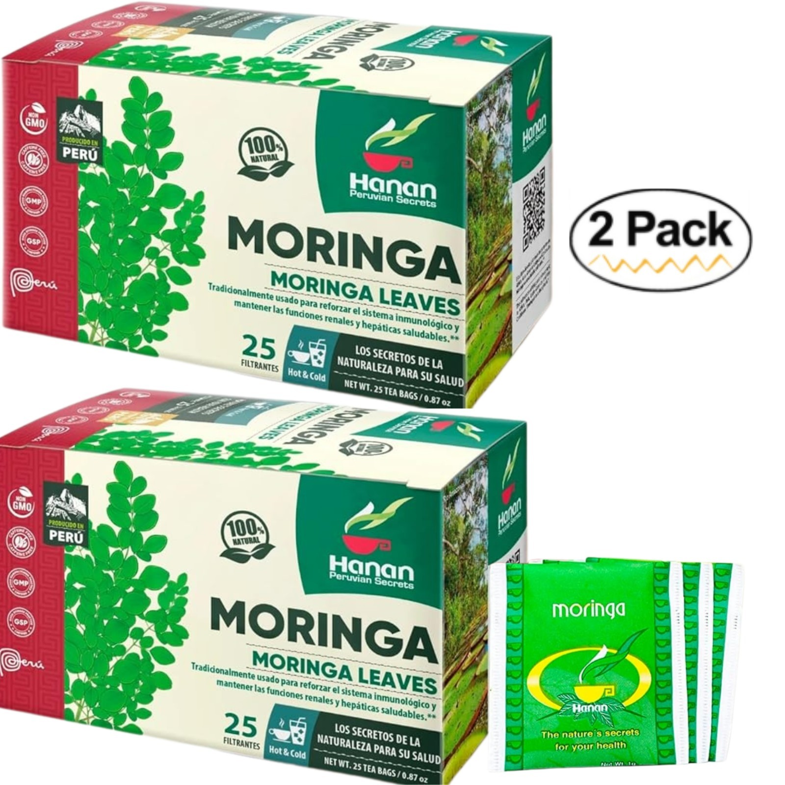 Moringa 50 Herbal Teabags Te De Moringa Leaf -100% Natural Superfood Leaves Peru