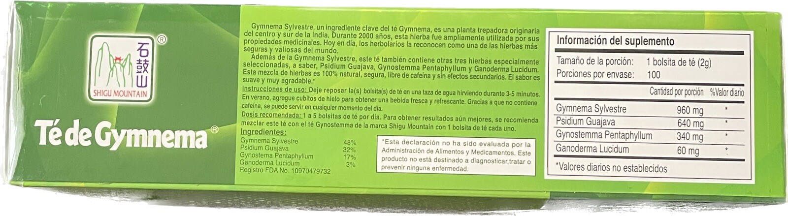 Gymnema Green Tea, No Caffeine 100 Tea Bags