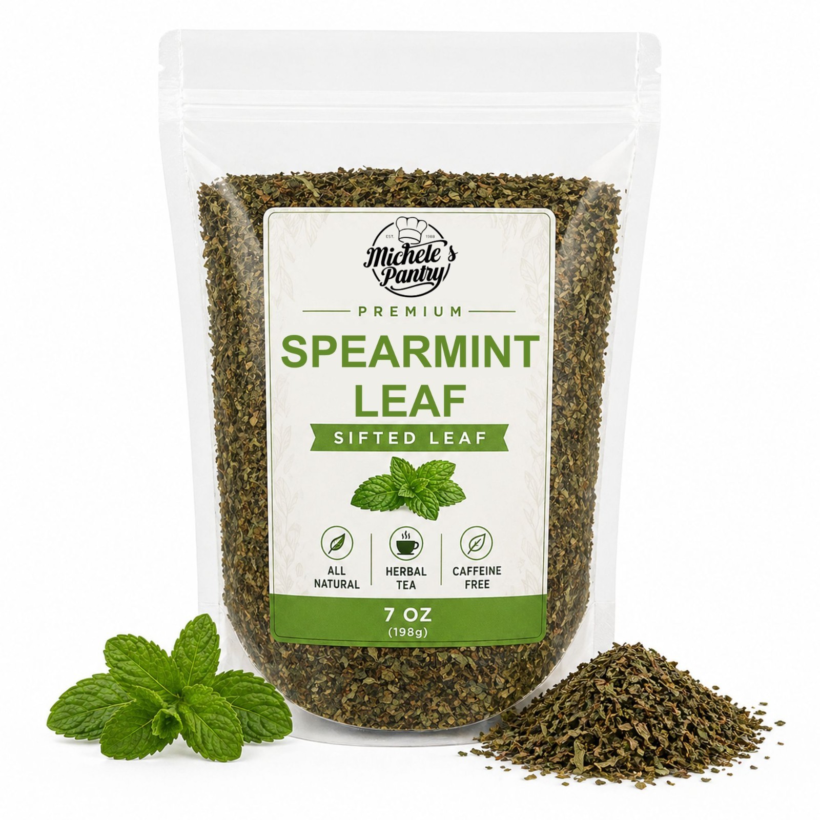 Michele’s Pantry Spearmint Herb Leaf, Sifted Leaf, 7 oz Bag
