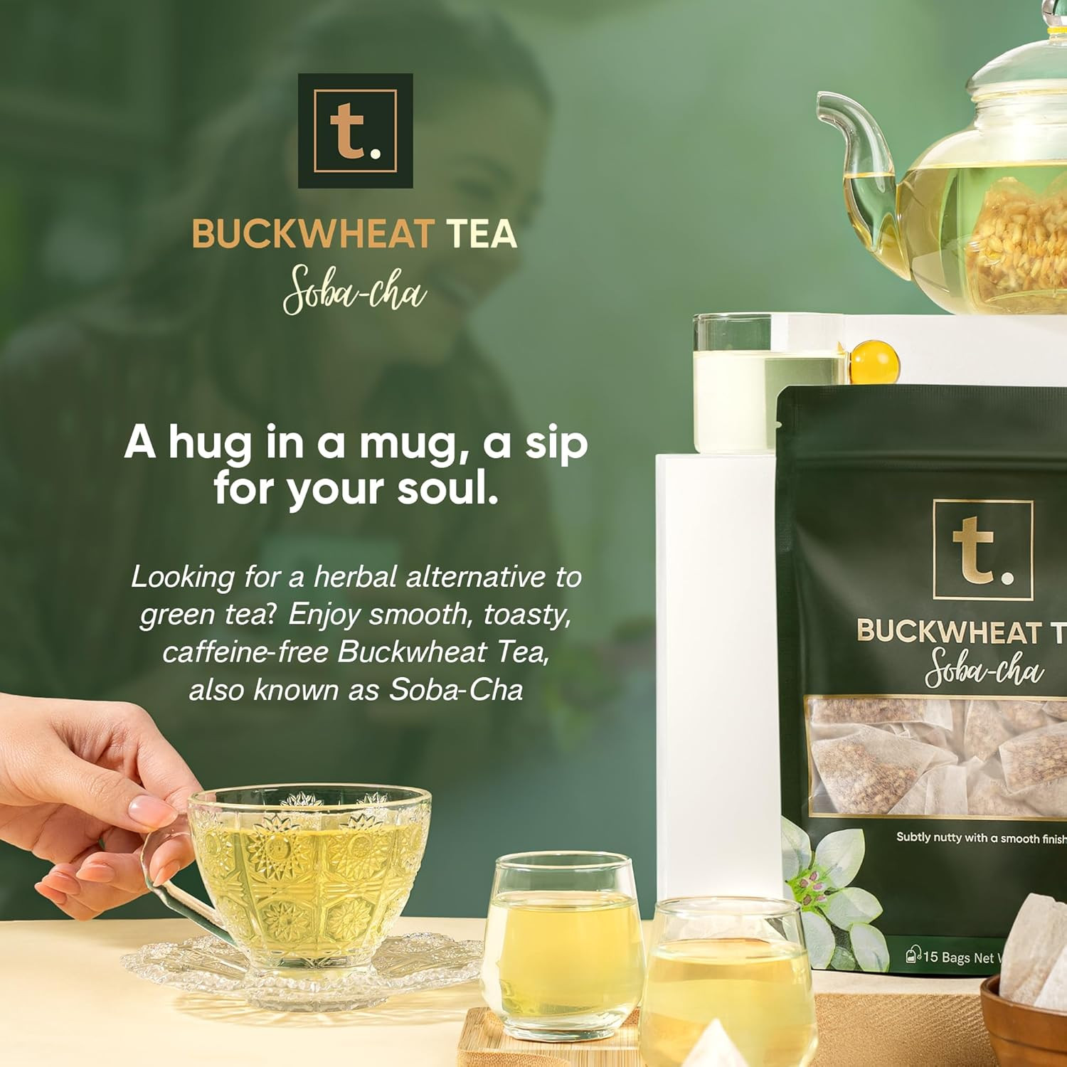 T. Buckwheat Tea – Herbal Tea, Caffeine-Free, Gluten-Free, Pregnancy-Safe, Keto-