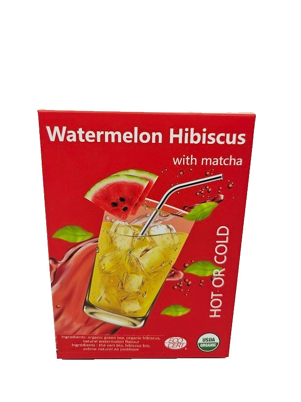 ICED TEA Cold Brew Watermelon Hibiscus Green w/ Matcha 25 Bags Harmony Organic
