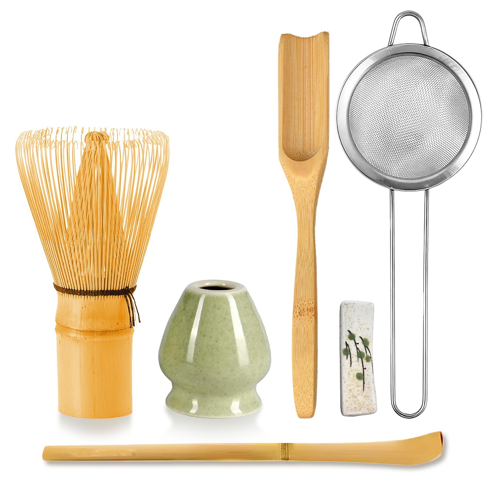 6 Pcs Matcha Whisk Set, Japanese Ceremonial Matcha Making Tools Kit for Bambo…