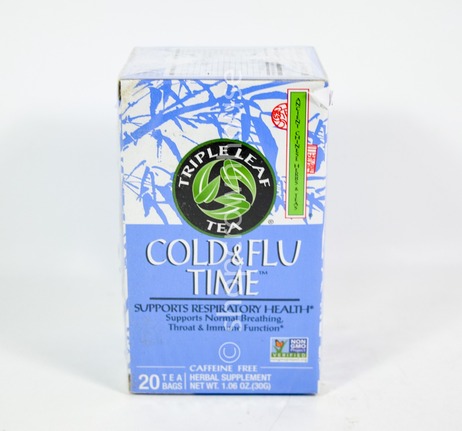 Triple Leaf Tea COLD & FLU TIME Caffeine Free 20 Tea Bags 1.06oz box 01/30/2028