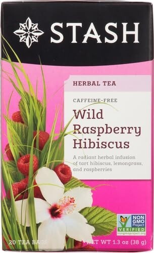 6-Pack Stash Wild Raspberry Hibiscus Caffeine Free Herbal Tea, 20 Tea Bags Each