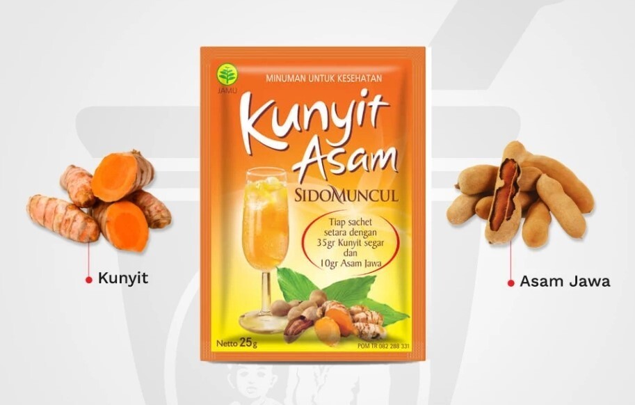 Sidomuncul, Indonesian Jamu Kunyit Asam, (25g x 5sachet) Box of 1