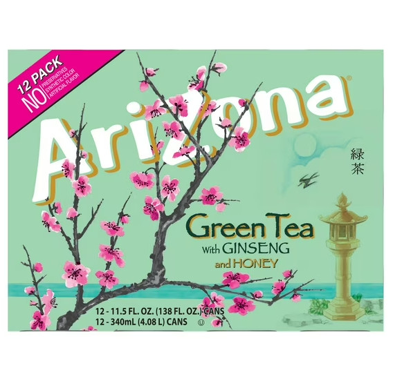 Arizona Green Tea with Ginseng and Honey, 11.5 Fl Oz Cans (12-Pack)