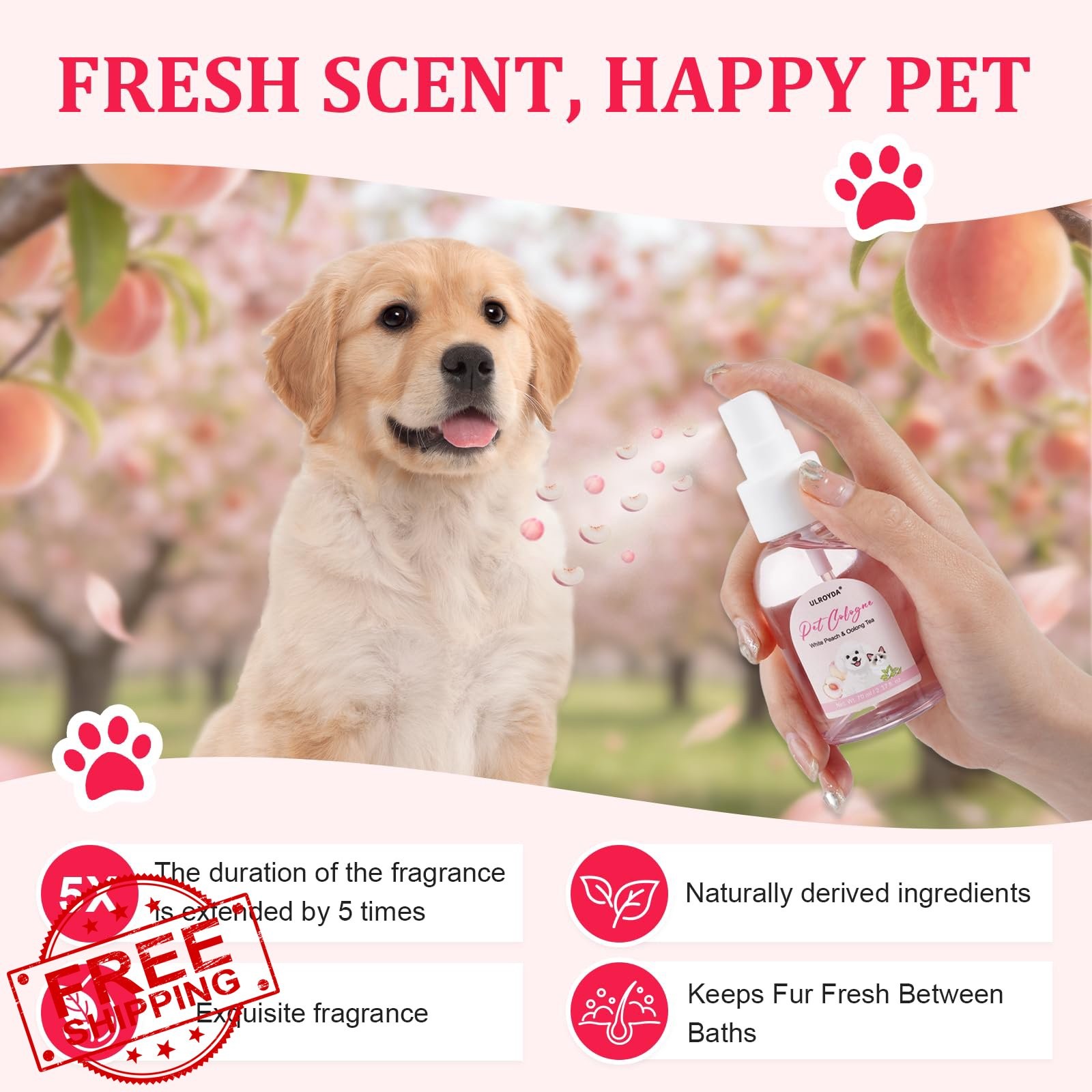ulroyda Pet Cologne White Peach Oolong Tea 2.37oz