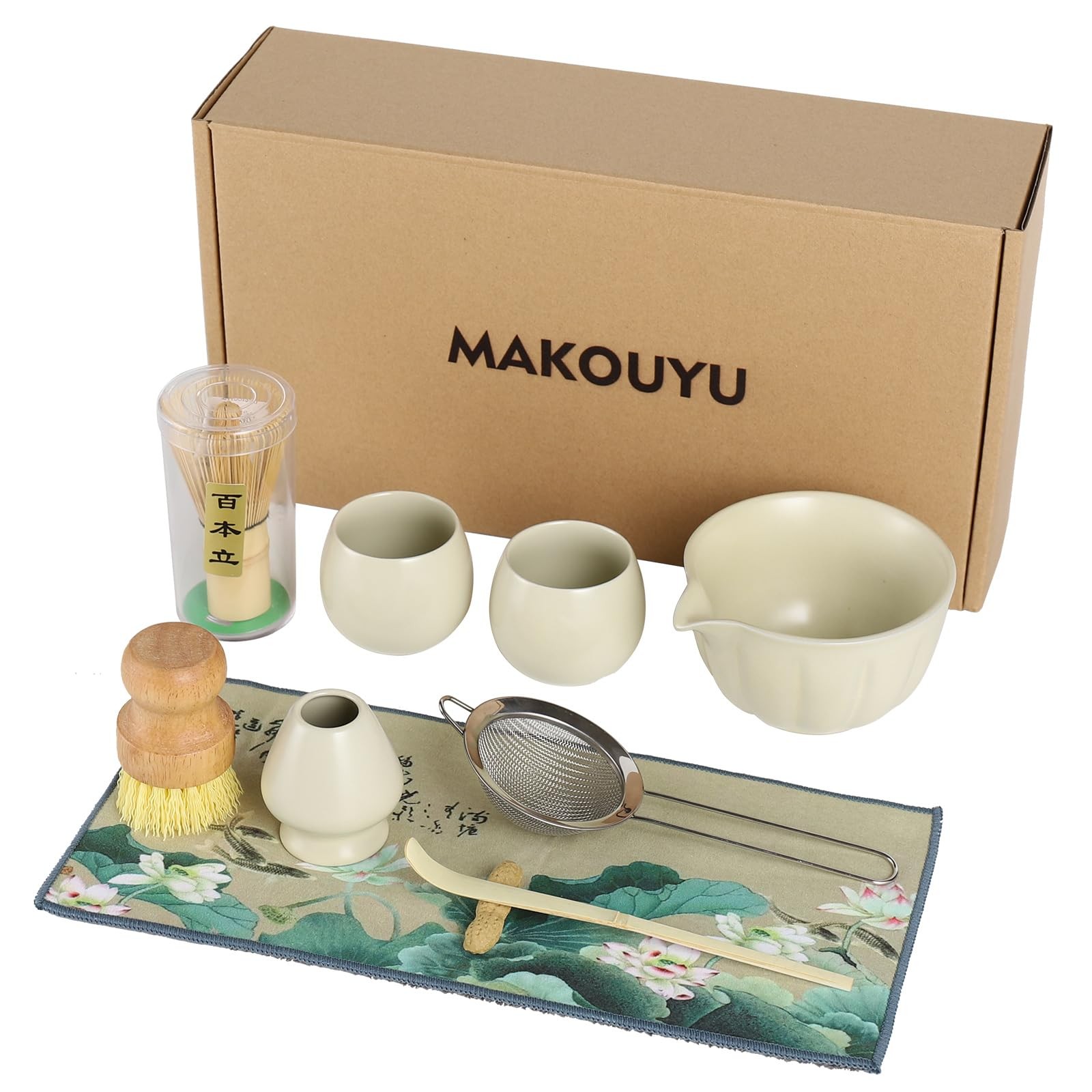 10 PCS Matcha Whisk Set 13 Oz With 2 Cups Complete Kit For Tea Ceremony