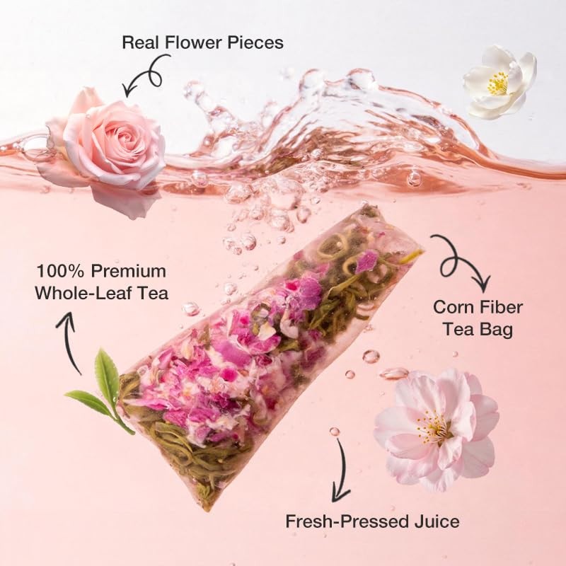 FUNTEA Cold Brew Flower Tea Caffeine Free Herbal Tea Bags 10 Count