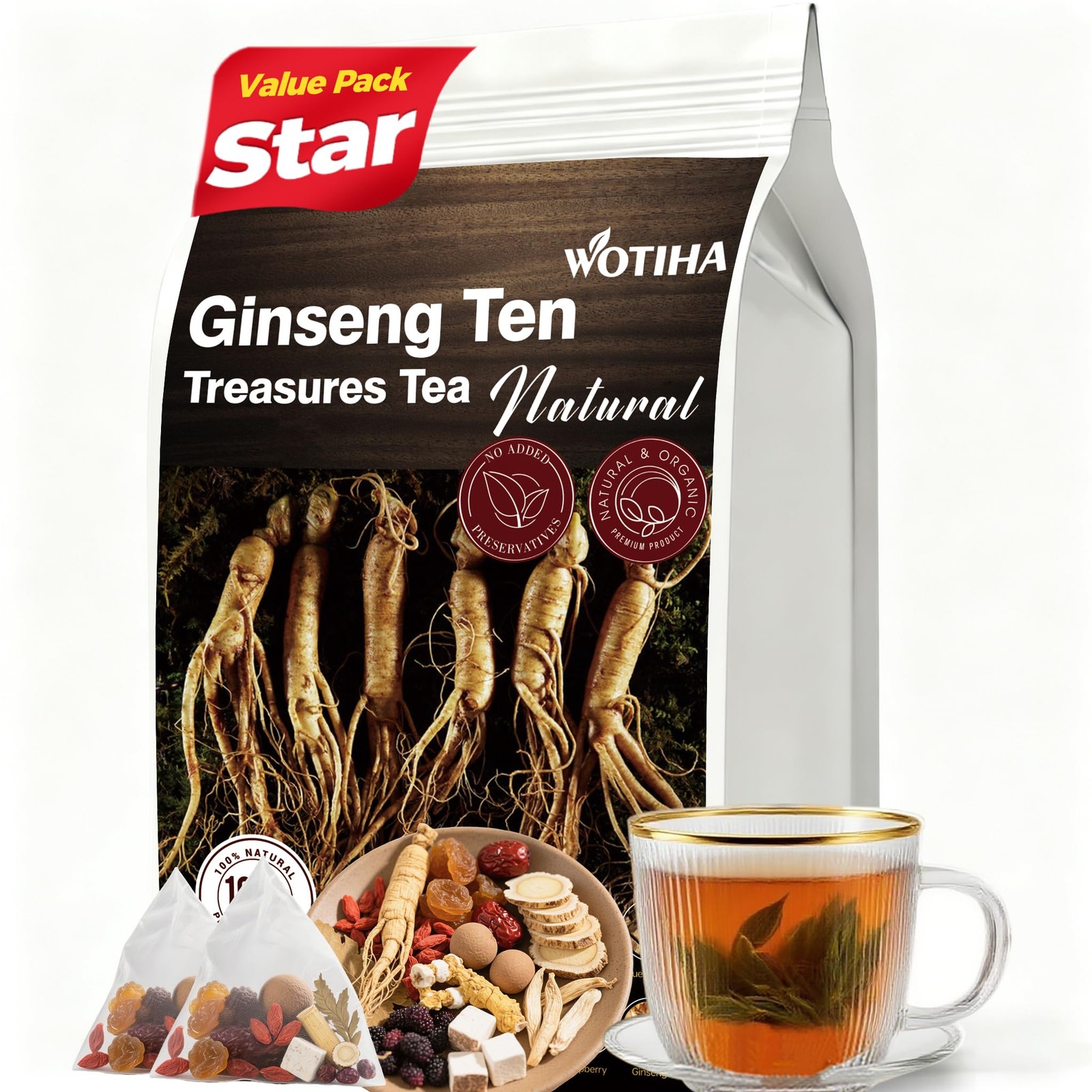 30 Count Premium Ginseng Five Treasures Kidney Tea Bags ten treasure Herbal …