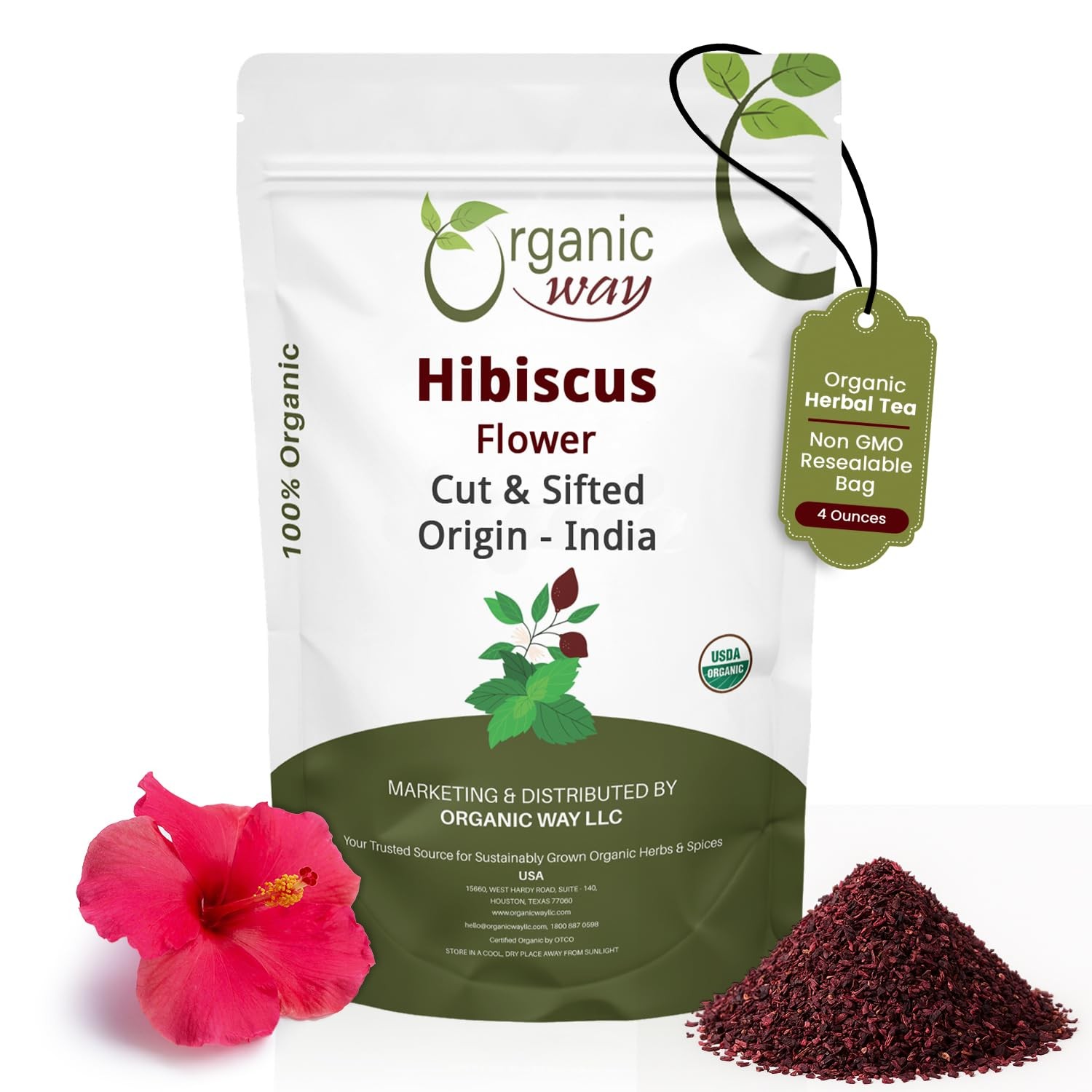 Dried Hibiscus Flower Cut & Sifted (Hibiscus rosa-sinensis) | Herbal Tea – Or…