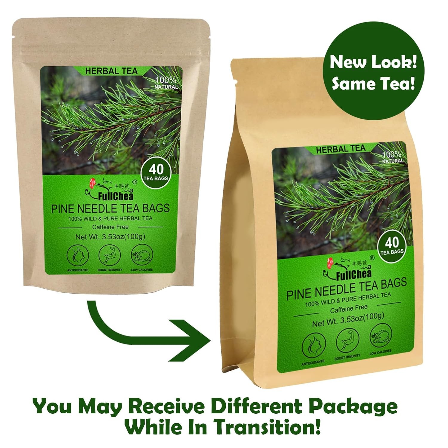 FullChea – Dried Pine Needle Tea Bags, 40 Teabags, 40 Count (Pack of 1)